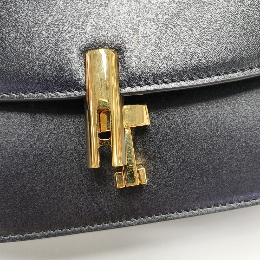 Calfskin Top Handle Bag Black