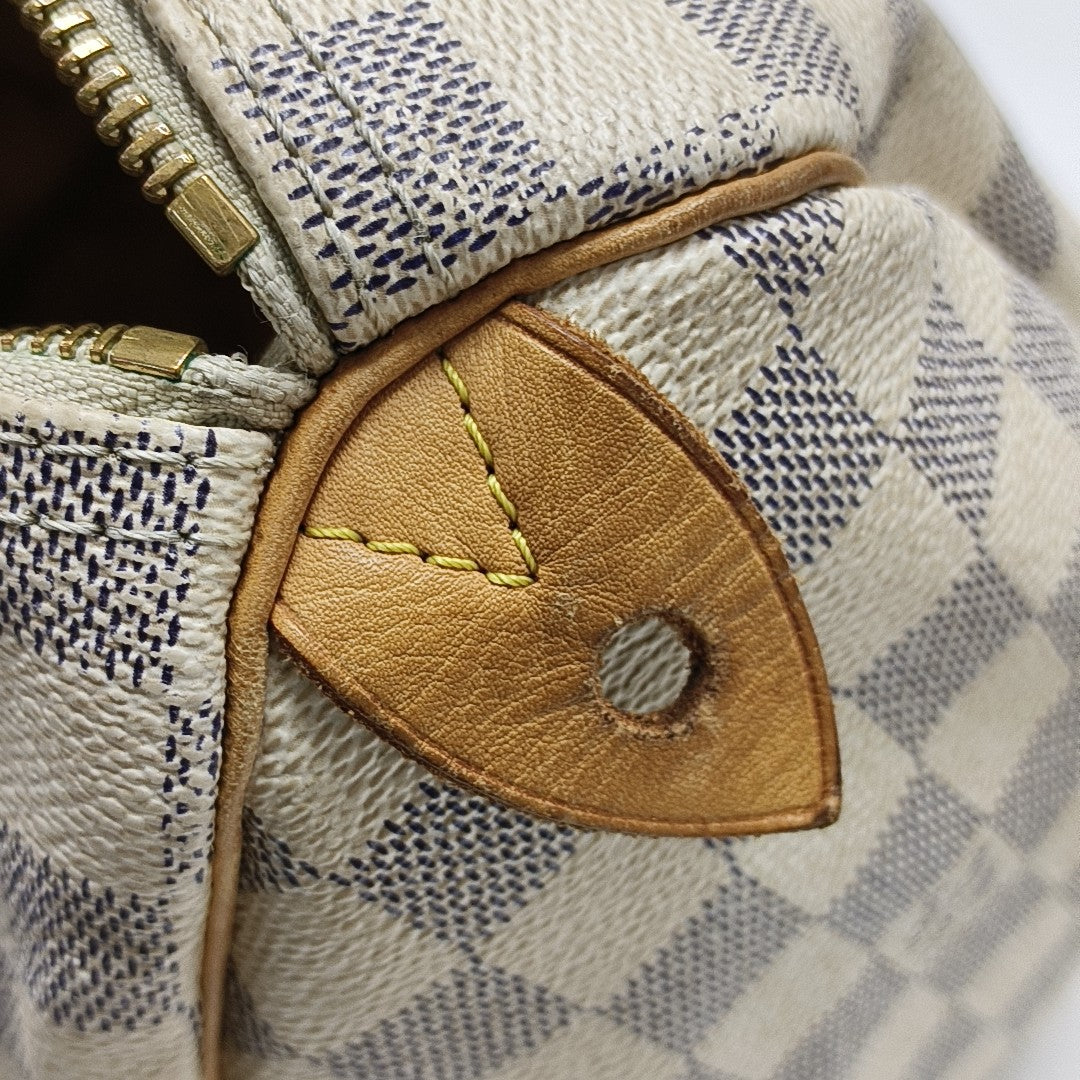 SPEEDY 25 Damier Azur Coated Canvas White