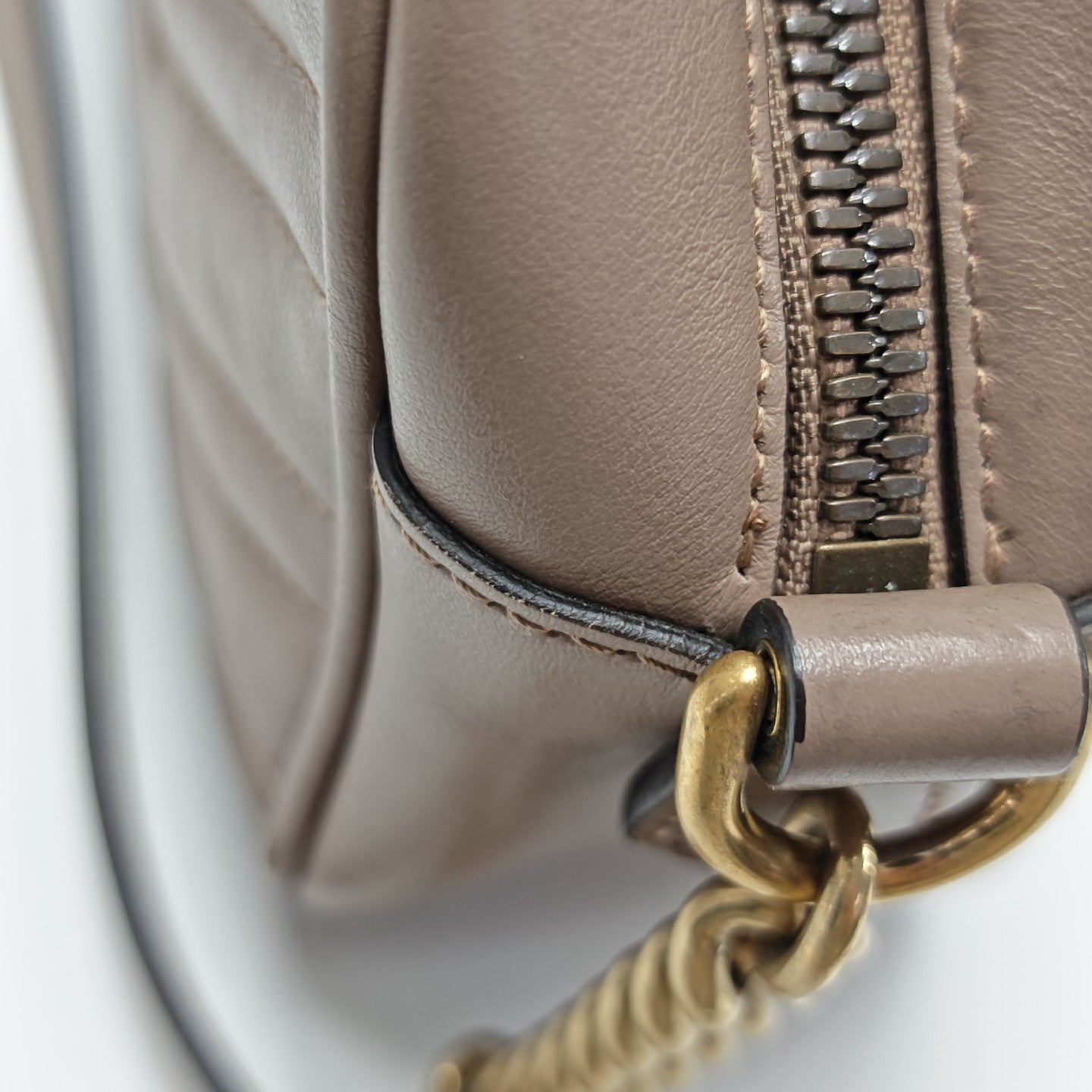 GG Marmont Small Quilted Calfskin Beige