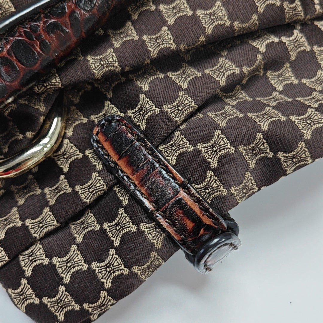 Fabric Top Handle Bag Brown