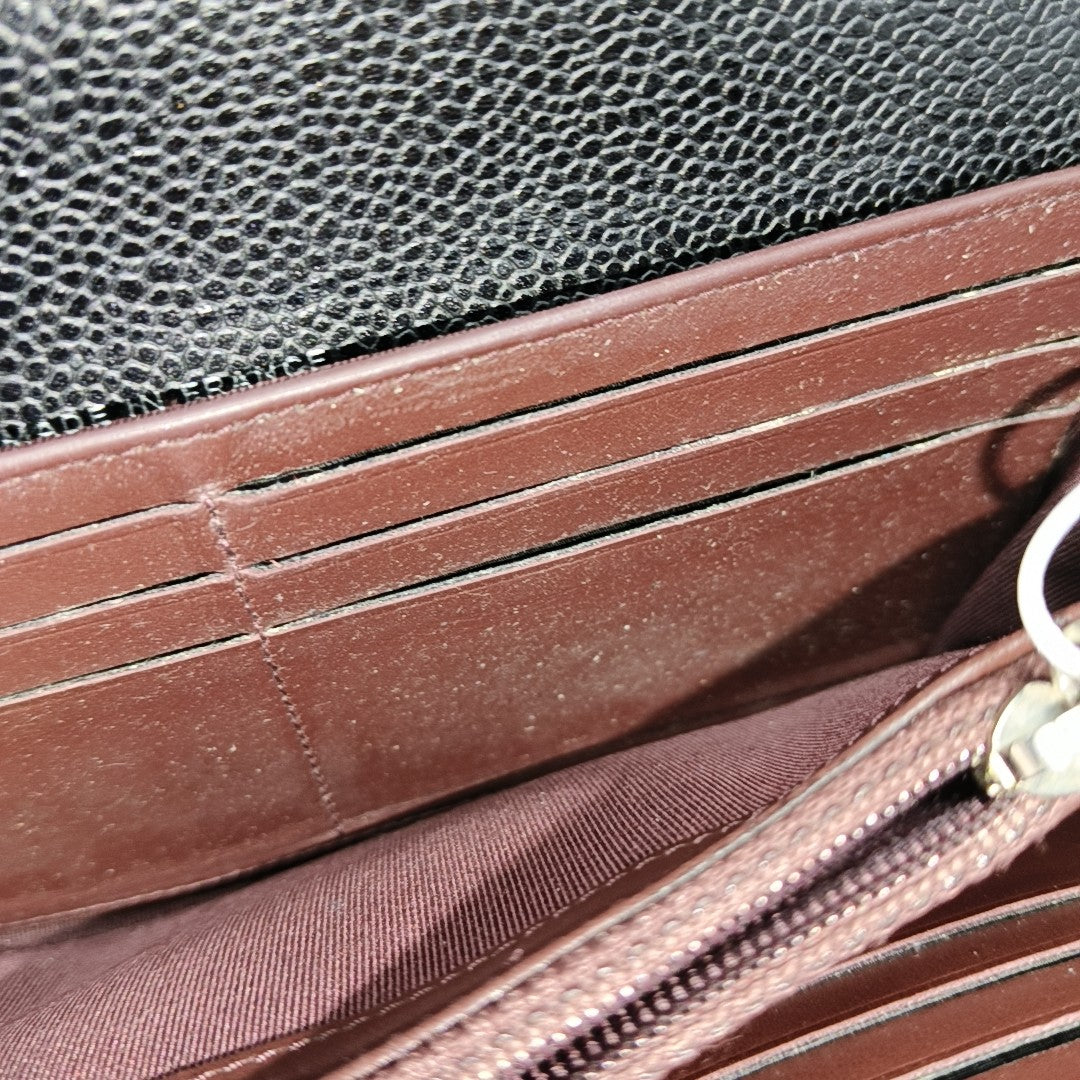 CLASSIC FLAP Mini Quilted Grained Calfskin Black Wallet