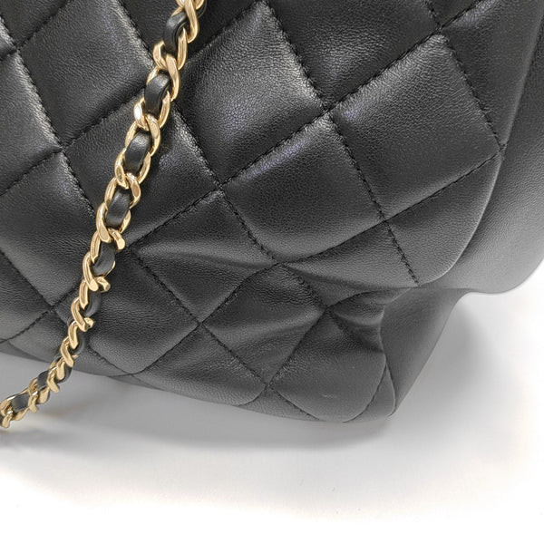 Quilted Lambskin Tote Bag Large Black