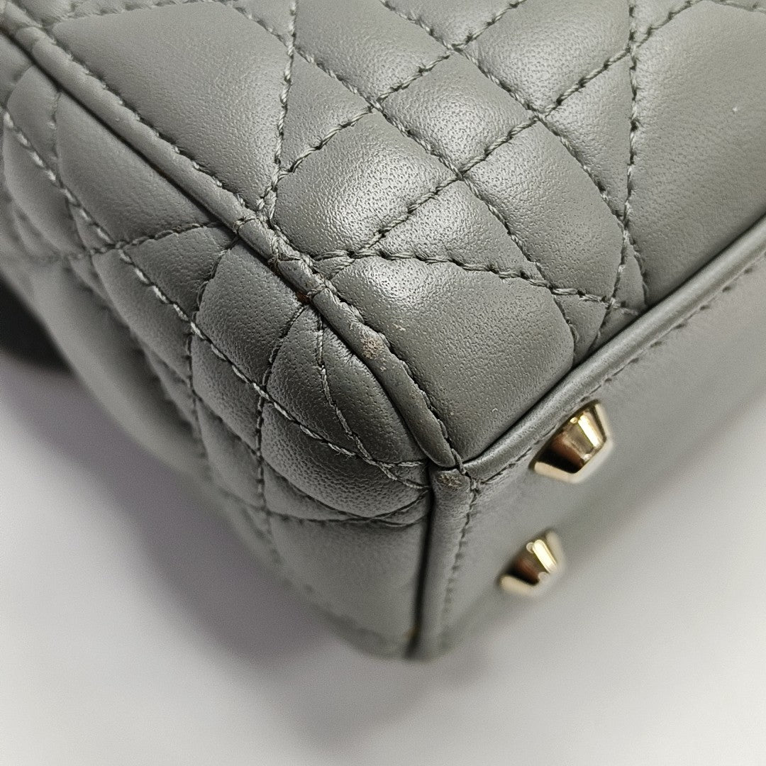 Lady Dior Mini Cannage Lambskin Gray
