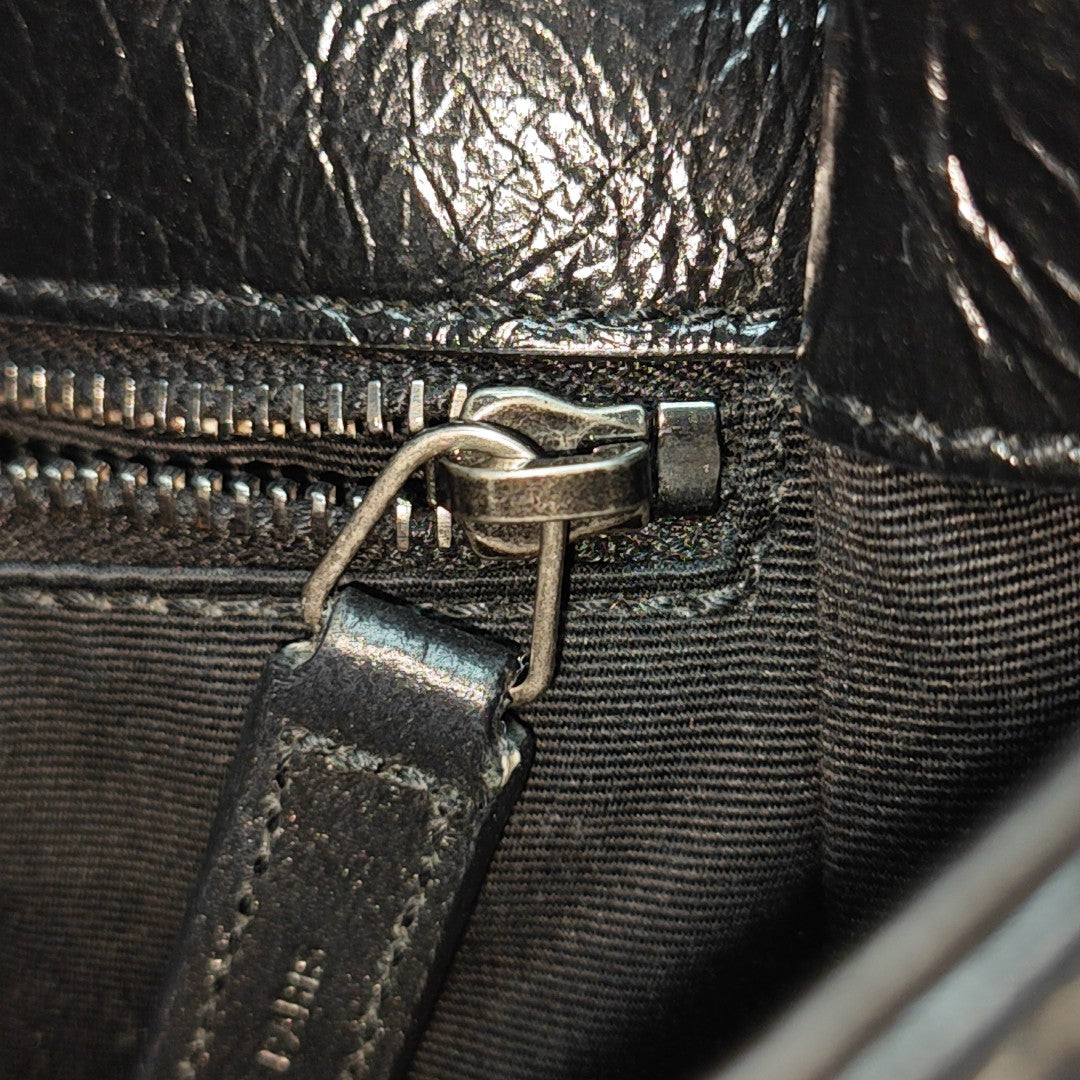 NIKI Medium Chevron Calfskin Black