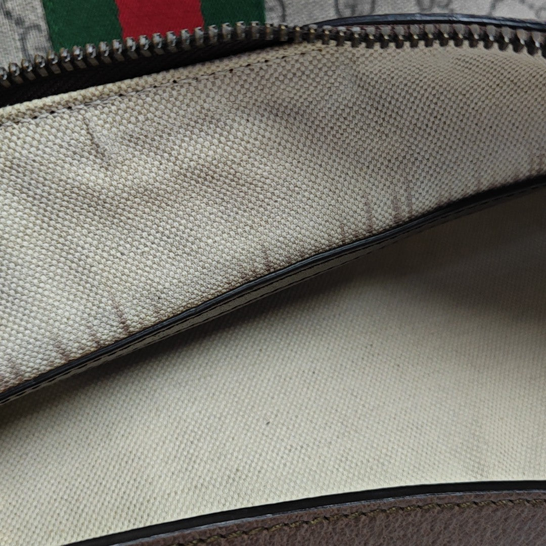 Ophidia Small Monogram Coated Canvas Beige
