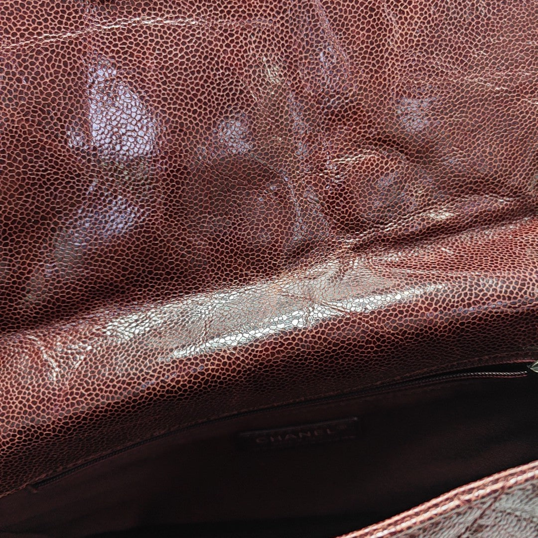 Quilted Grained Calfskin Shoulder Bag Red