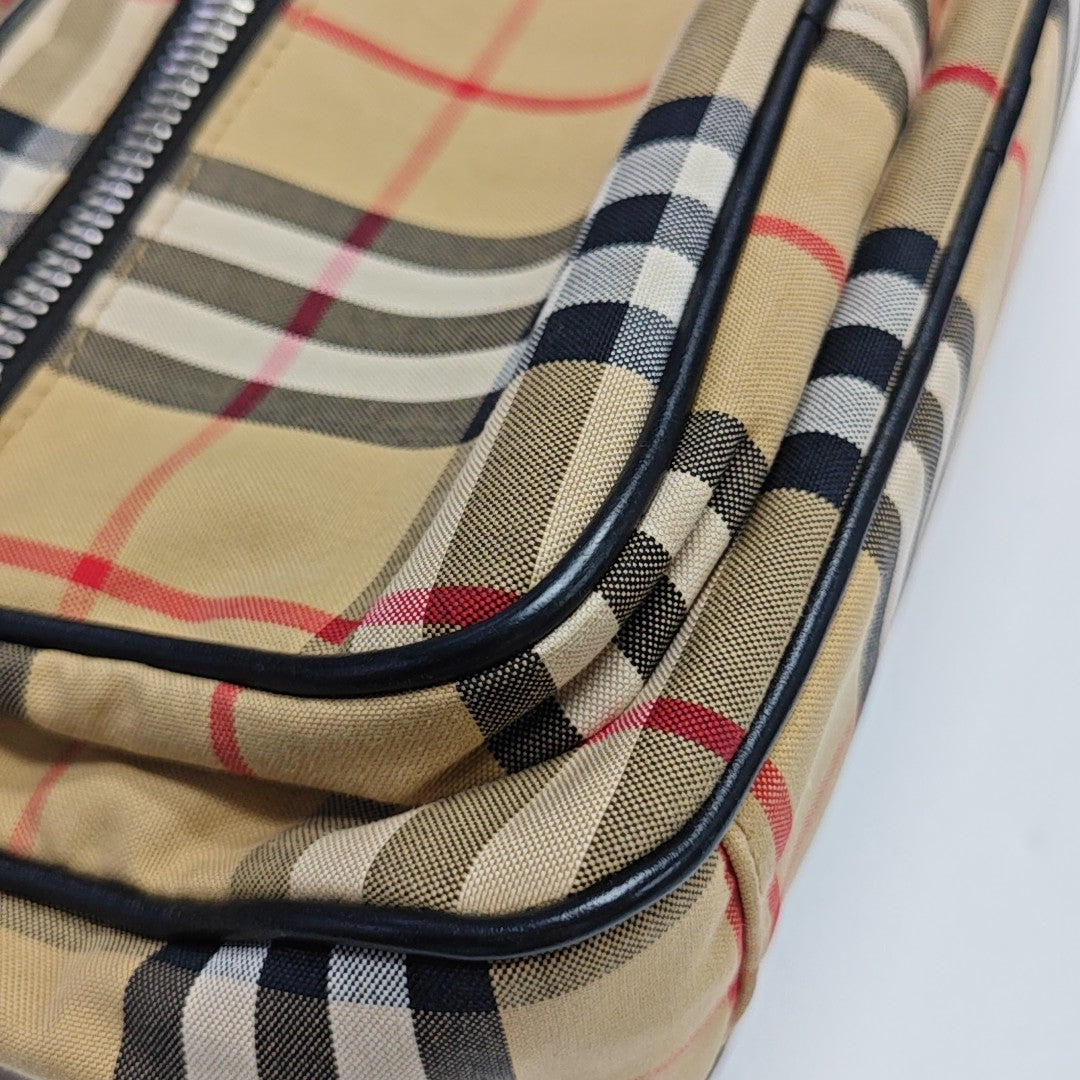 Bolso de hombro de lona pequeño beige