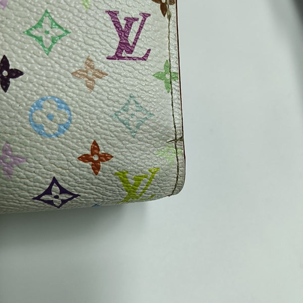 Cartera Blanca de Lona Recubierta con Monograma Porte Monnaie