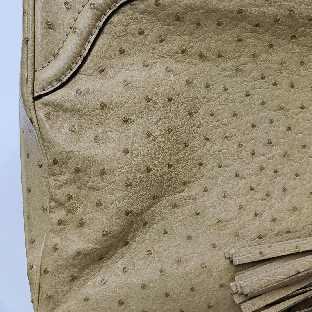 Ostrich Top Handle Bag Beige