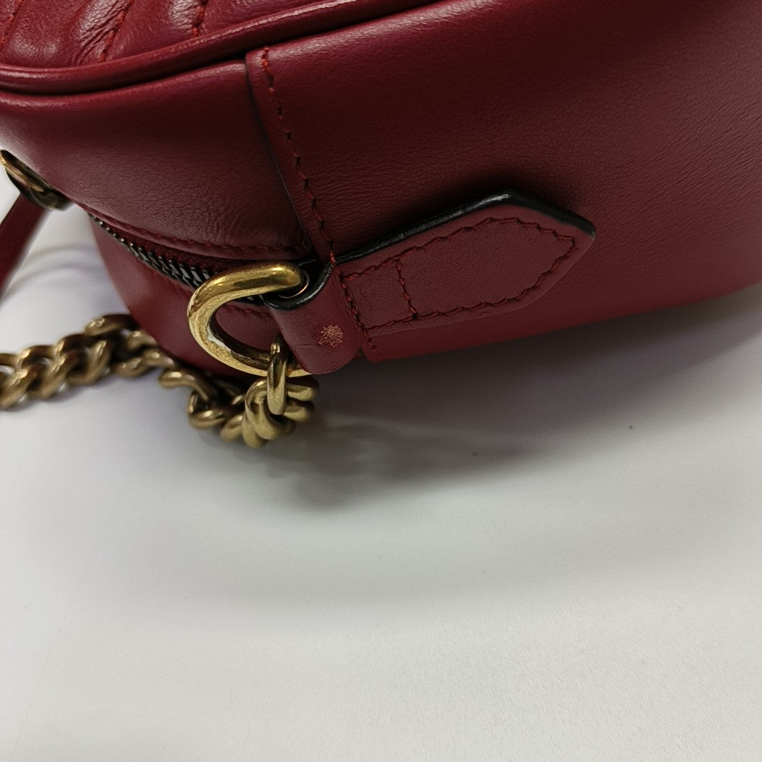 GG Marmont Small Quilted Calfskin Red