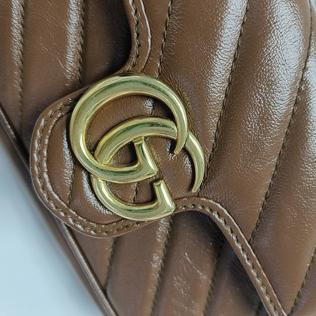 GG Marmont Mini Quilted Calfskin Brown