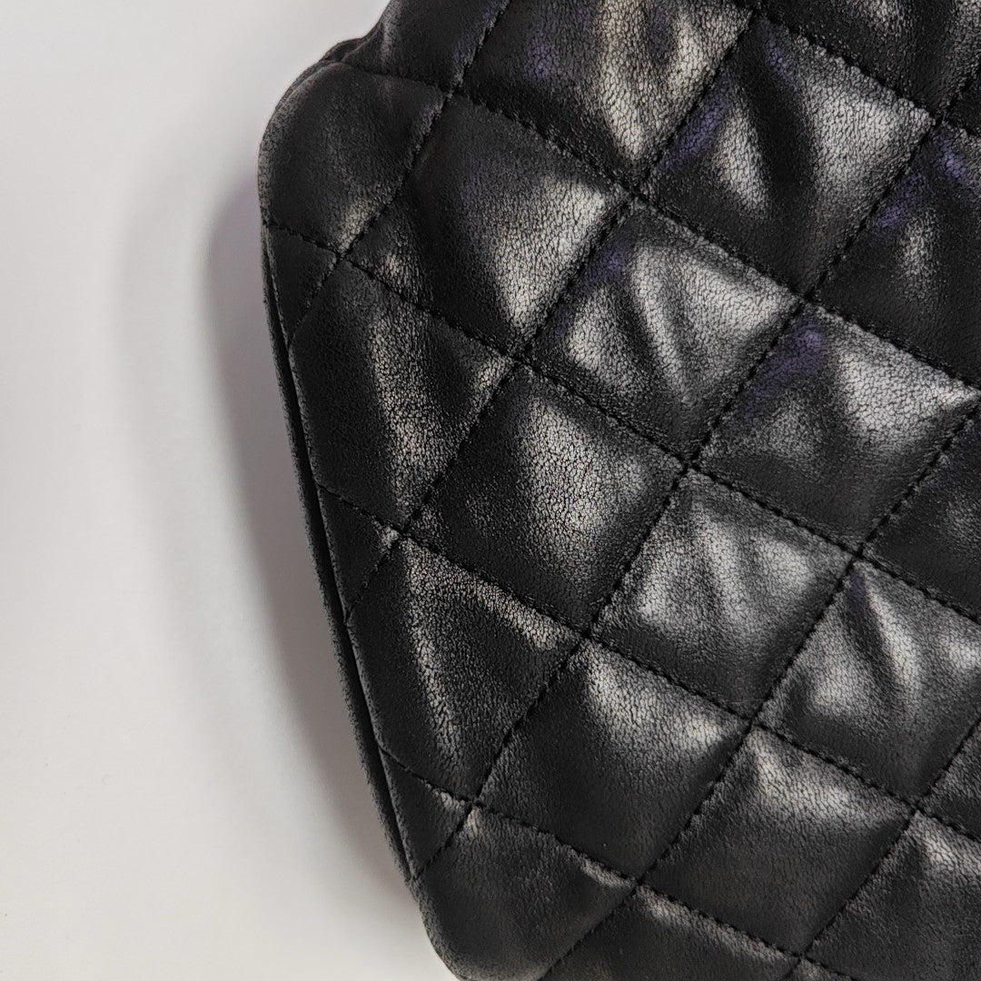 DRAWSTRING Quilted Lambskin Black