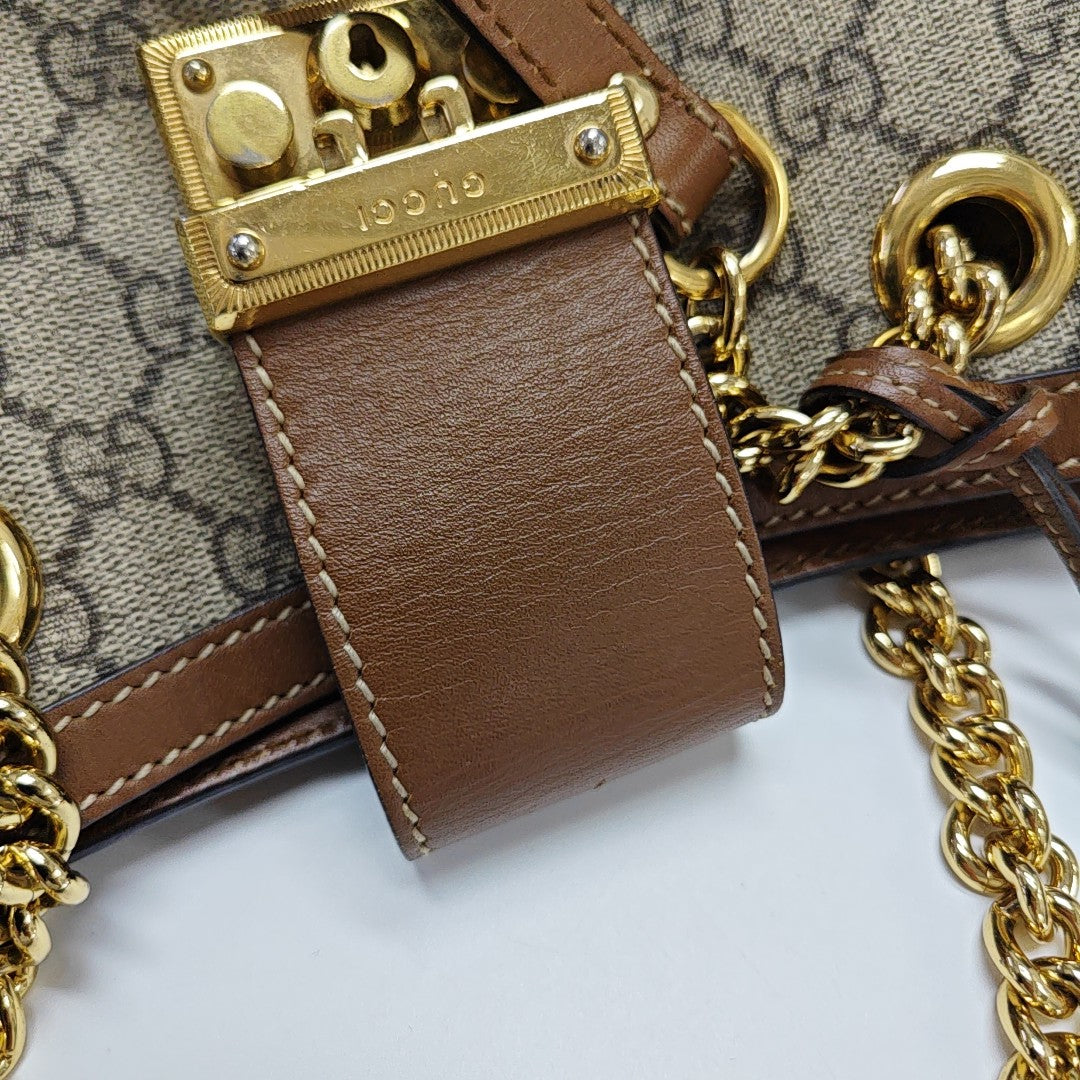 Padlock Small Monogram Coated Canvas Beige