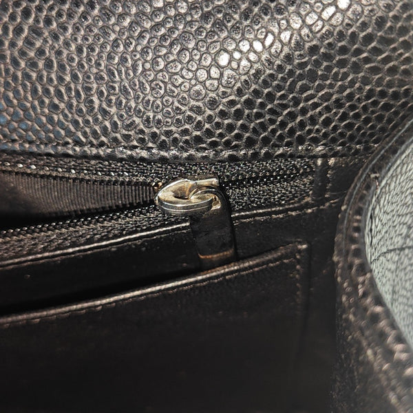 Quilted Grained Calfskin Shoulder Bag Large Black
