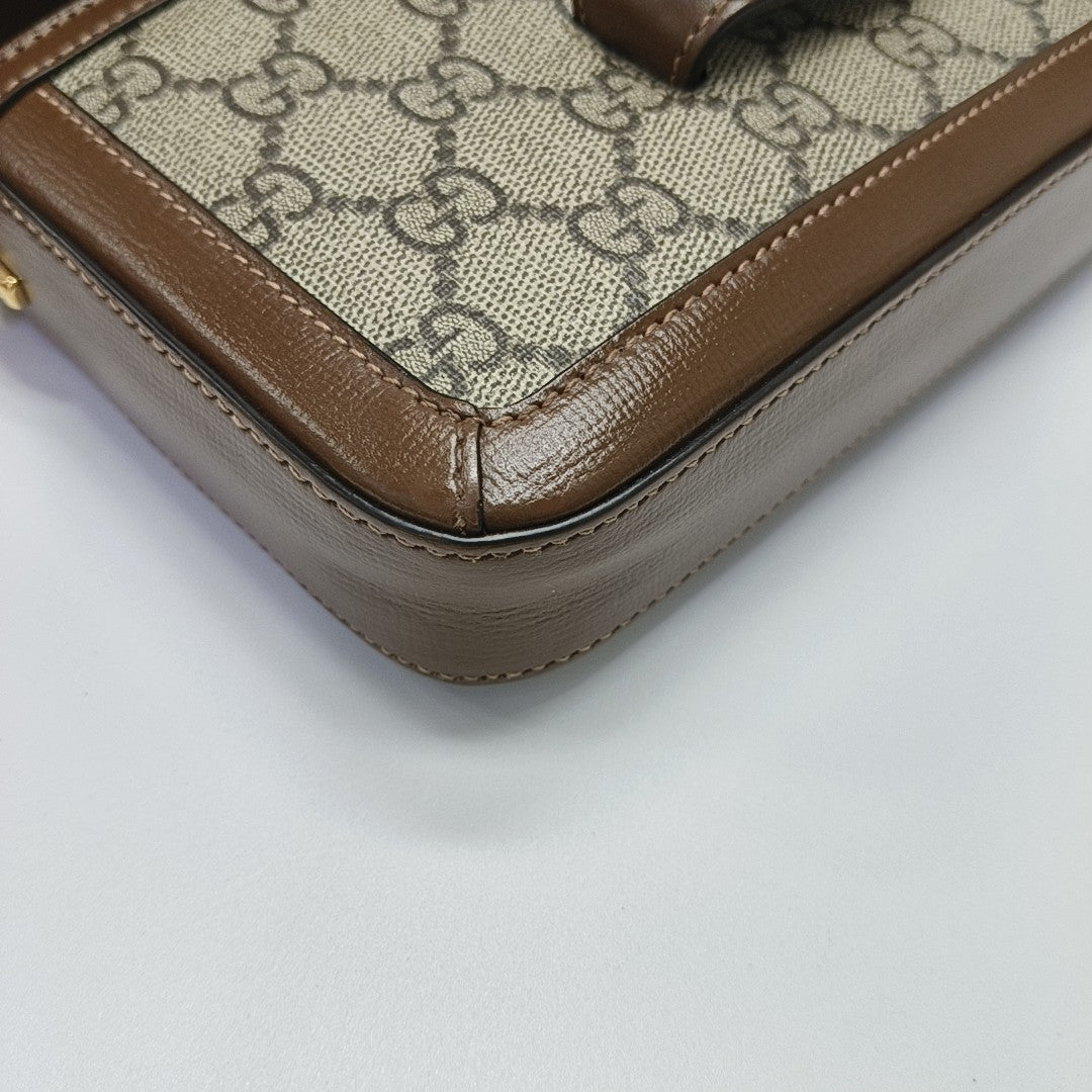 Horsebit 1955 Small Monogram Coated Canvas Beige