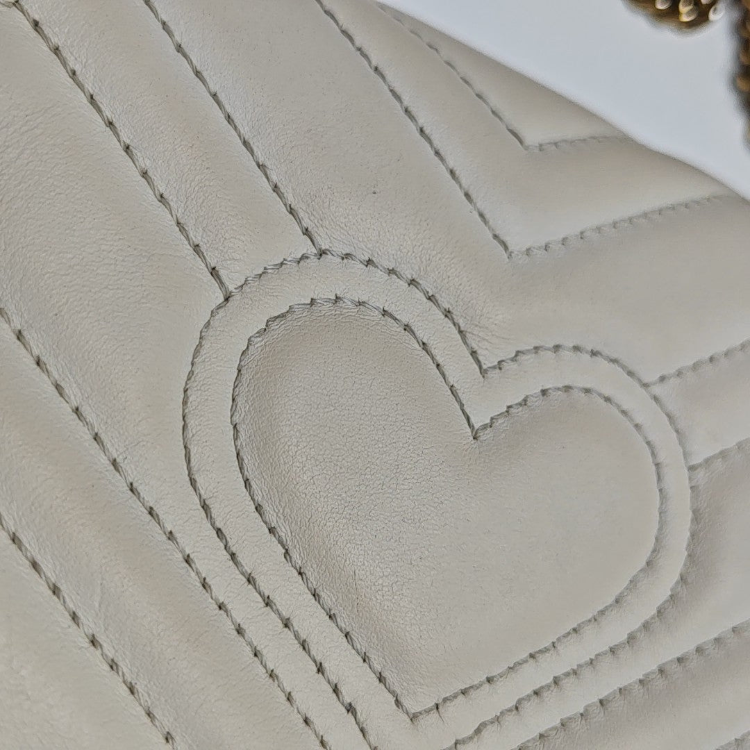 GG Marmont Mini Quilted Calfskin White