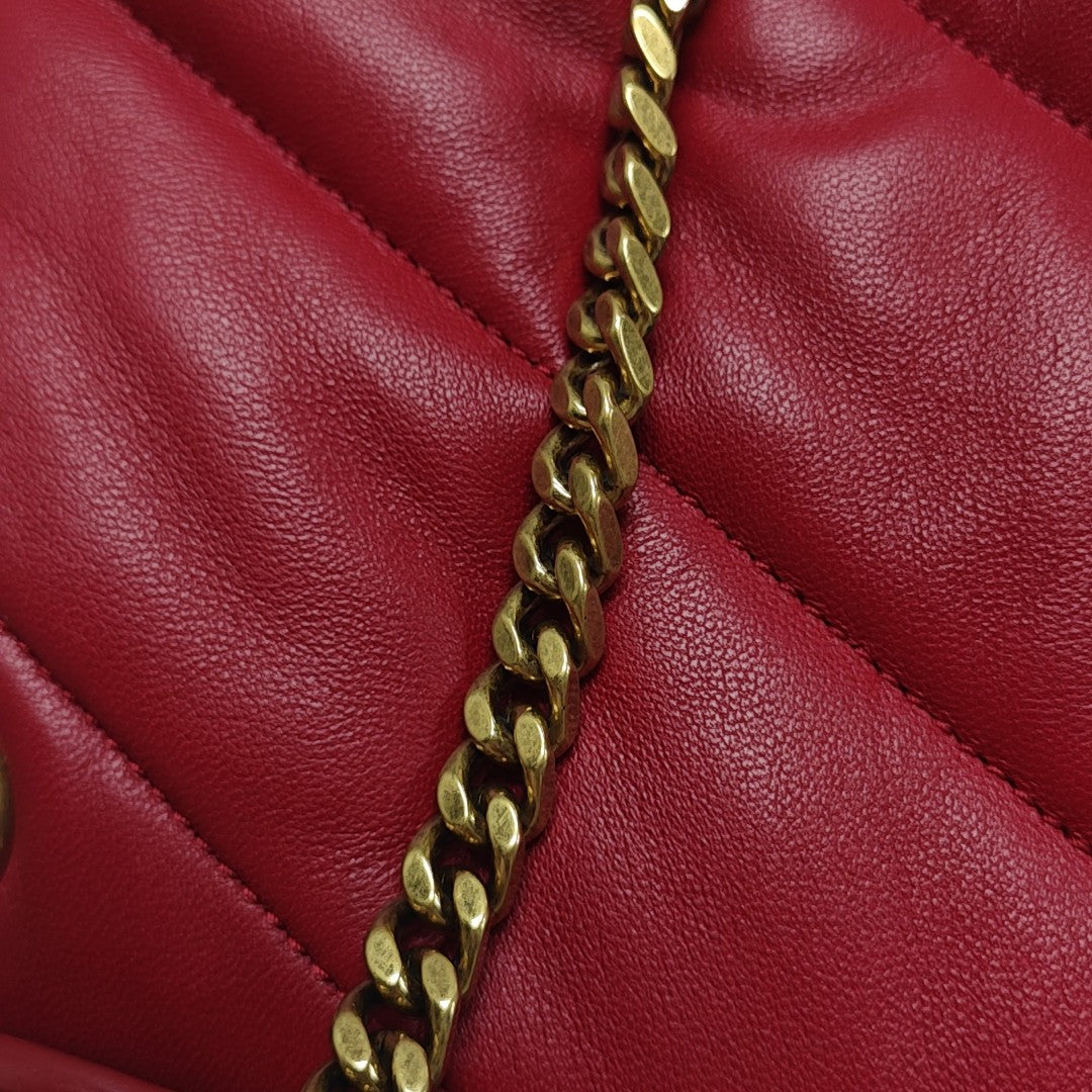 LOULOU Small Quilted Lambskin Red
