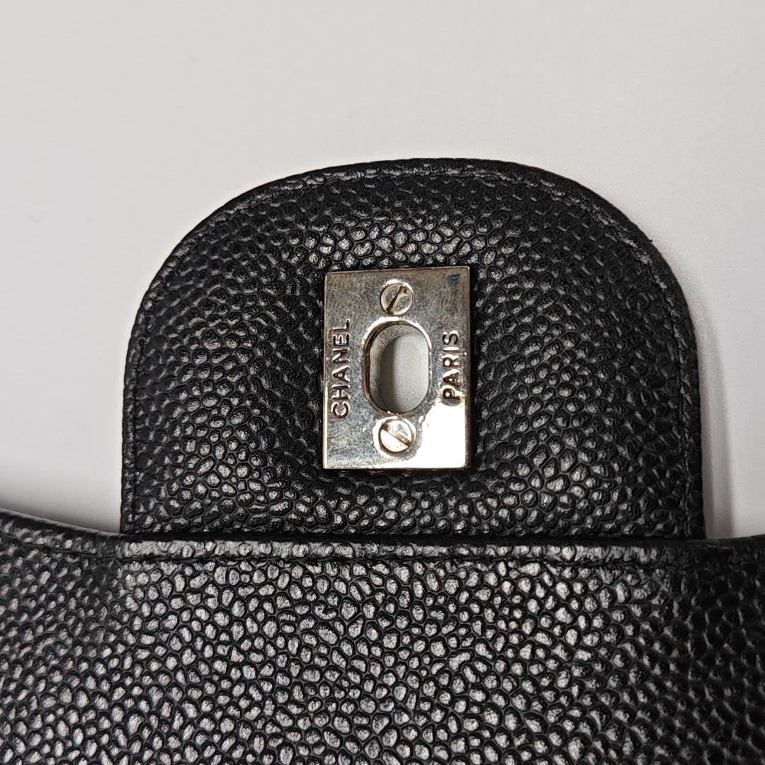 Quilted Grained Calfskin Shoulder Bag Large Black