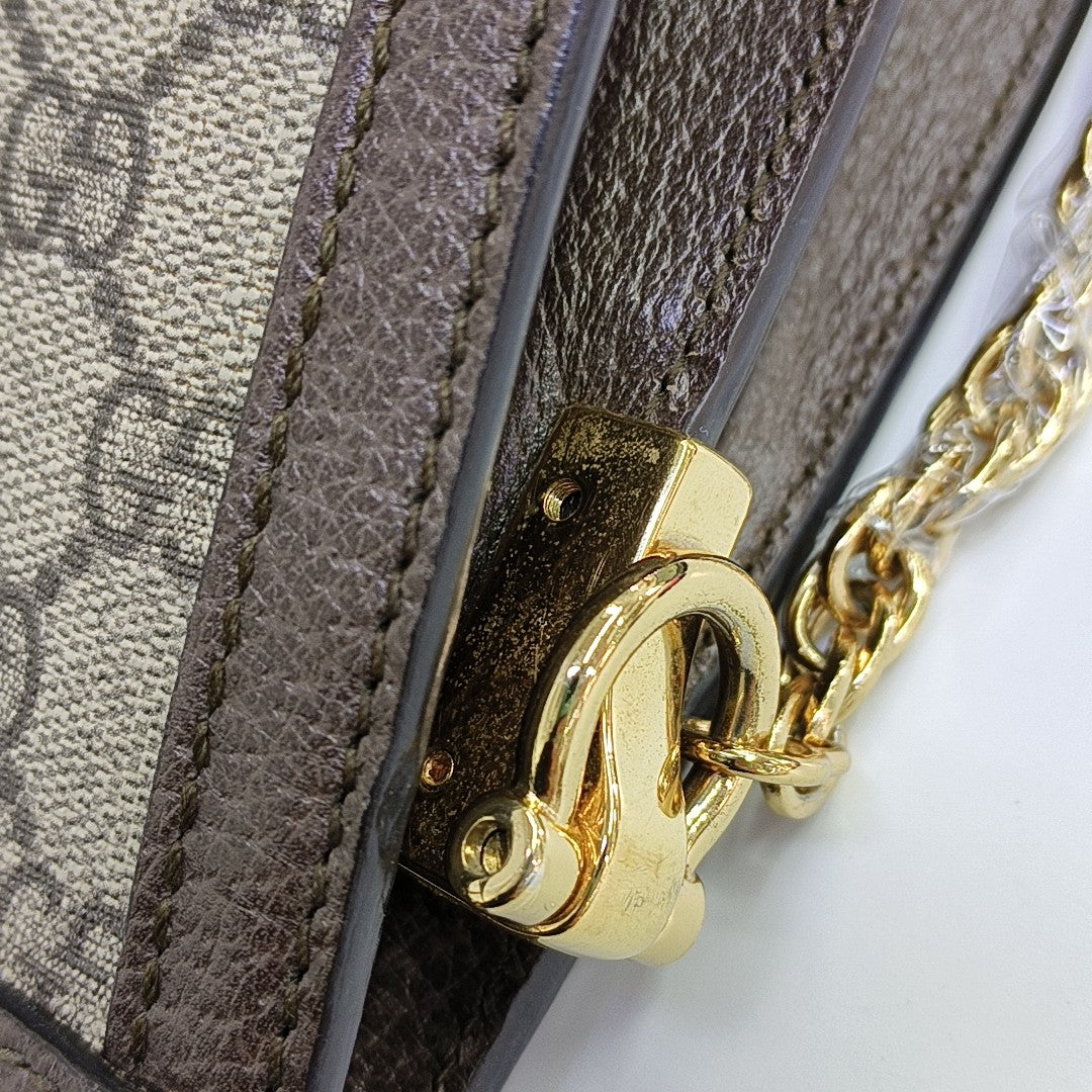 Ophidia Small Monogram Coated Canvas Beige