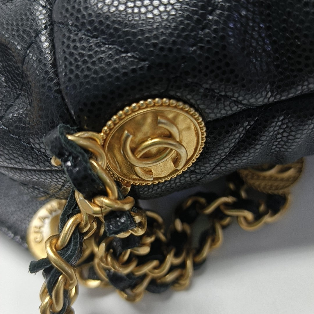 Quilted Lambskin Bucket Bag Black