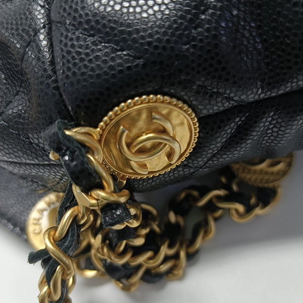 Quilted Lambskin Bucket Bag Black