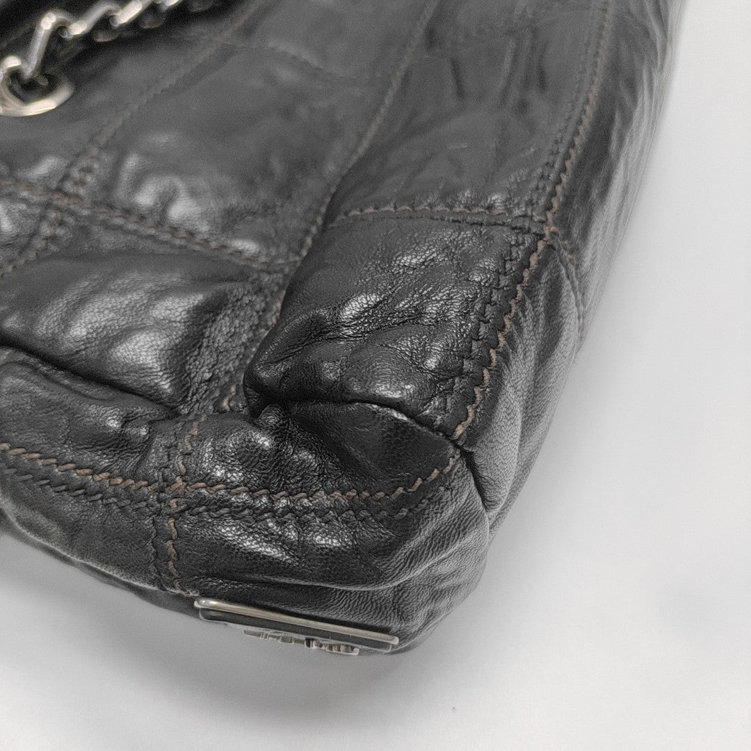 Quilted Lambskin Shoulder Bag Black