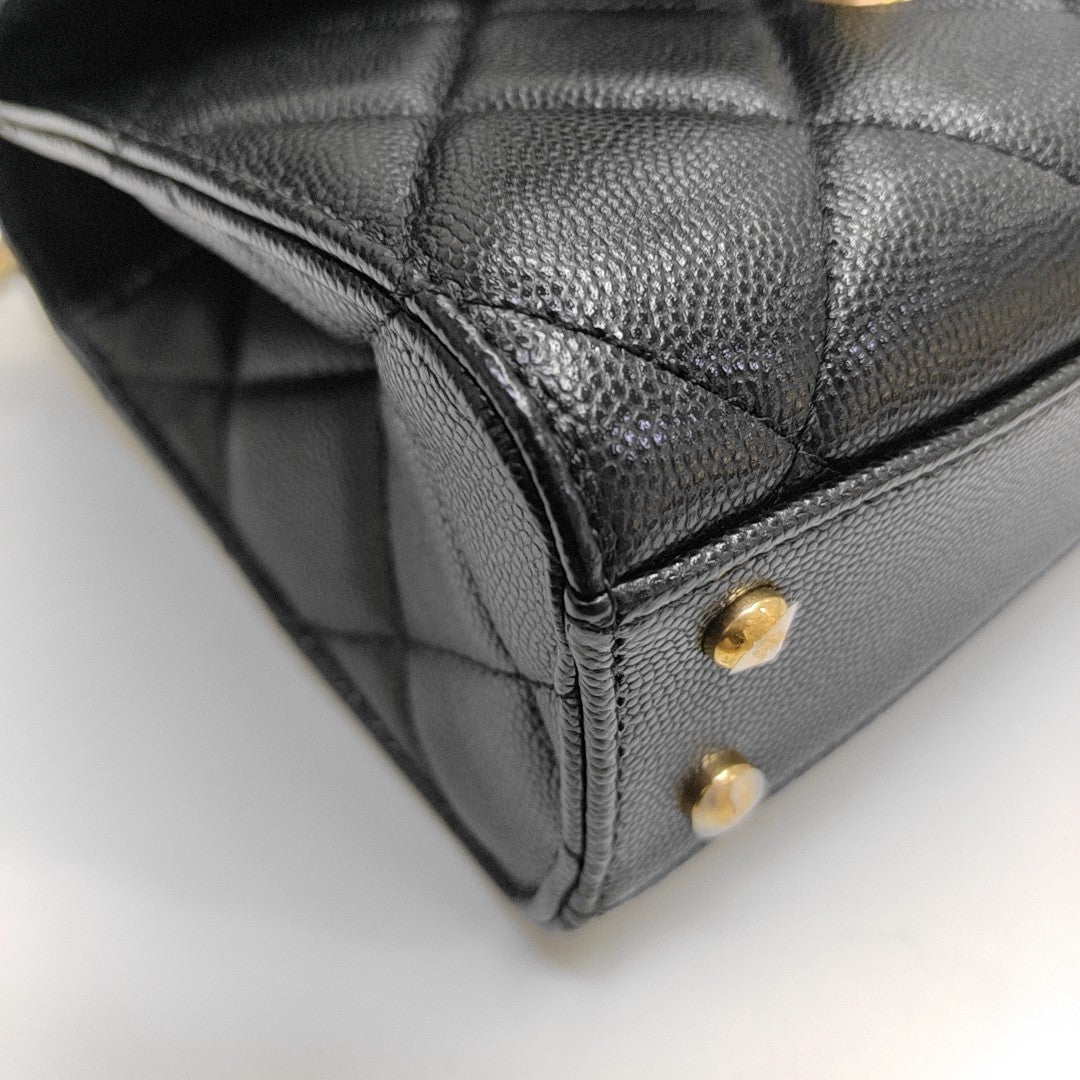 24A Quilted Grained Calfskin Black