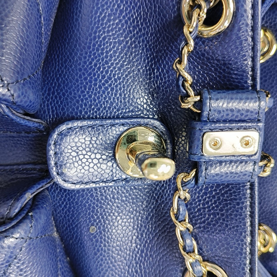 DUMA Quilted Grained Calfskin Blue