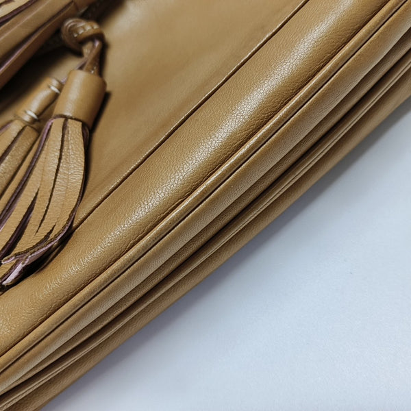 Lambskin Top Handle Bag Brown