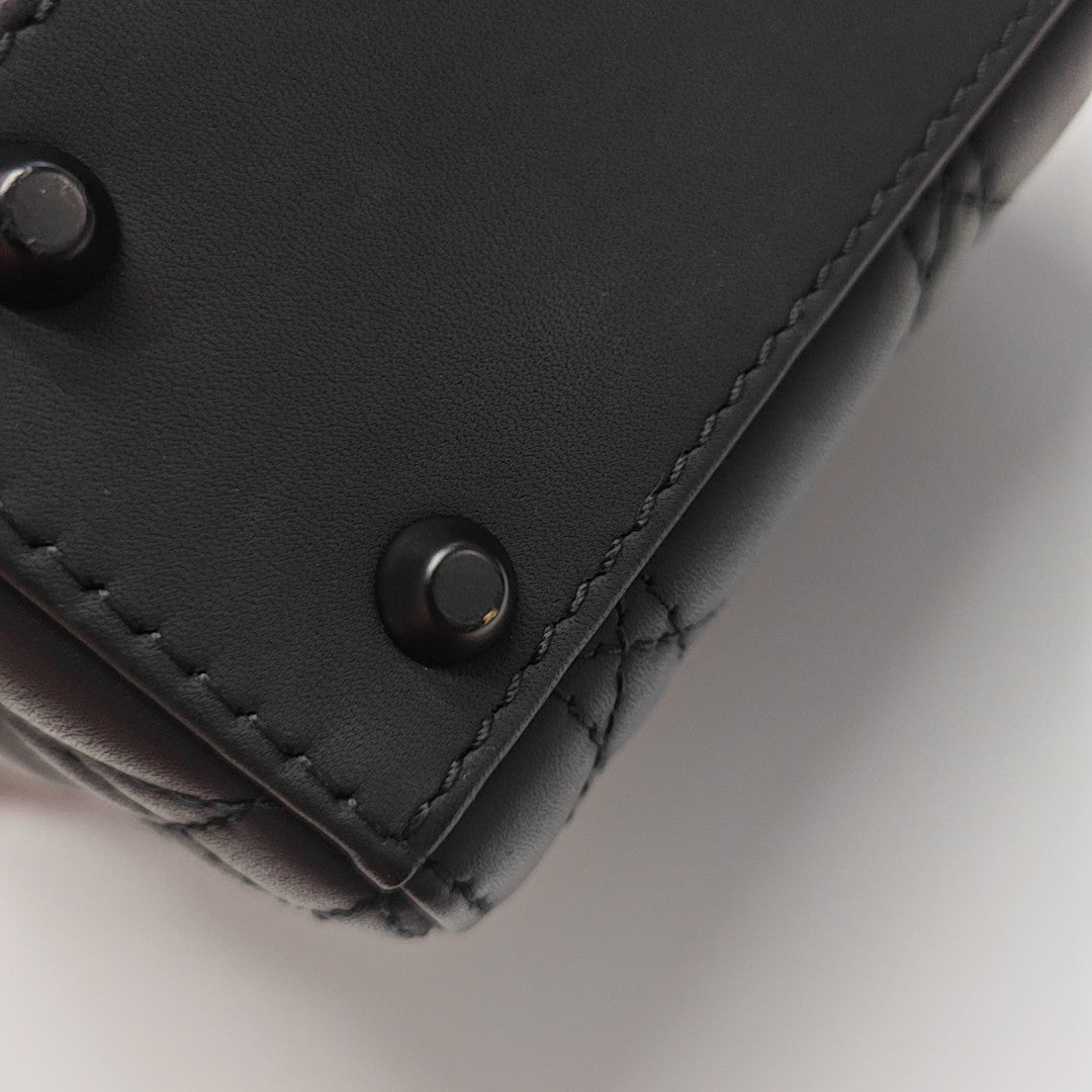 Lady Dior Mini Cannage Calfskin Black