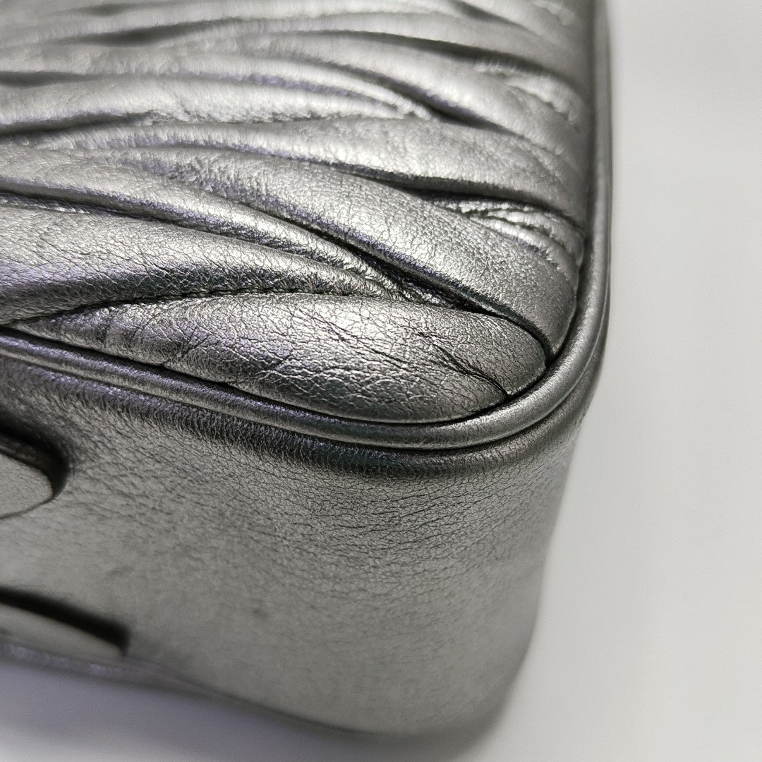 Quilted Lambskin Shoulder Bag Silver