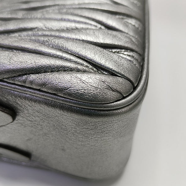 Quilted Lambskin Shoulder Bag Silver