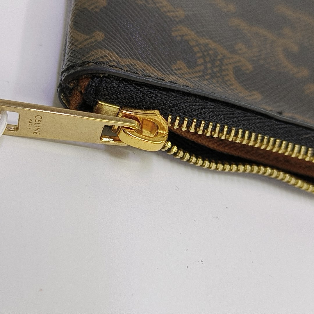 Coated Canvas Clutch Brown