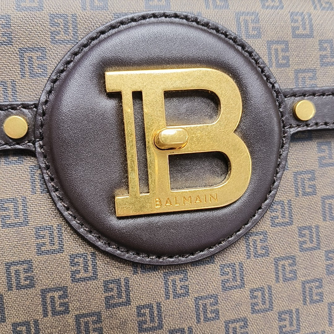 Coated Canvas Shoulder Bag Brown