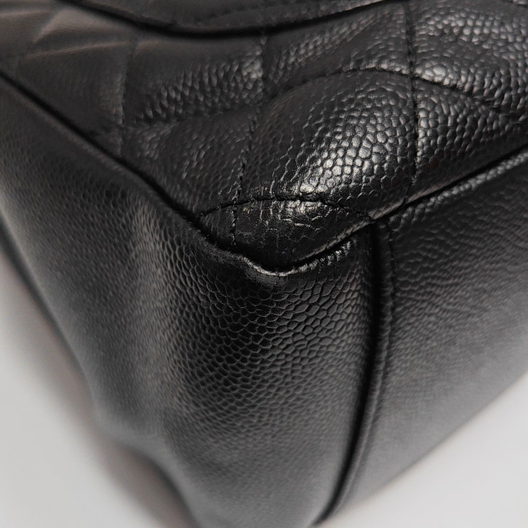 CHANEL GST Large Quilted Grained Calfskin Black
