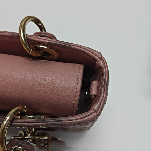 Lady D-Joy Super Mini Cannage Lambskin Pink