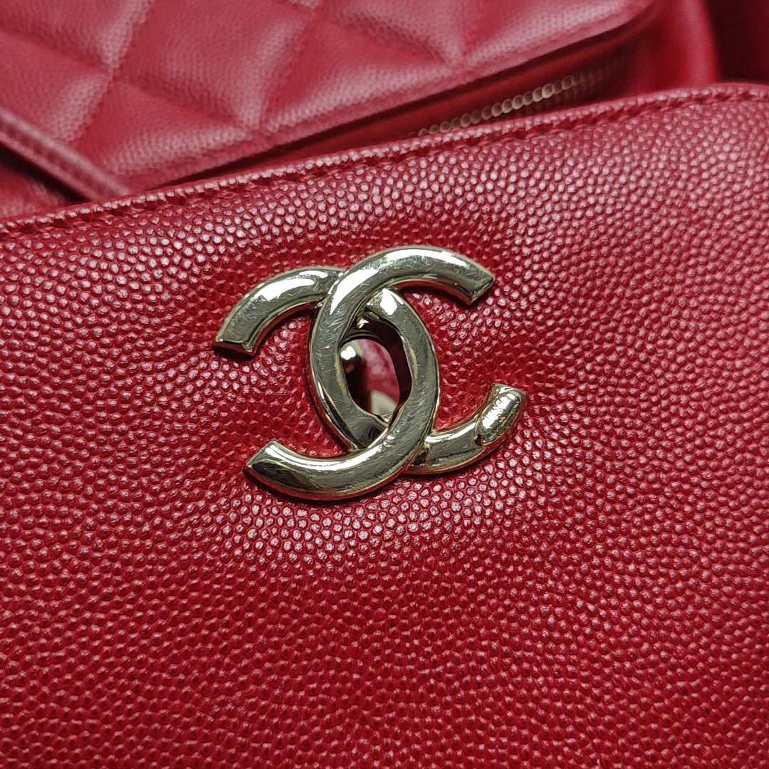 BUSINESS AFFINITY Quilted Grained Calfskin Red