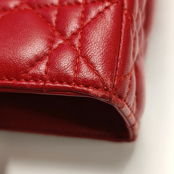 Authenticated pre-owned  Lady Dior Large Lambskin Red - Tote Bag at Looply