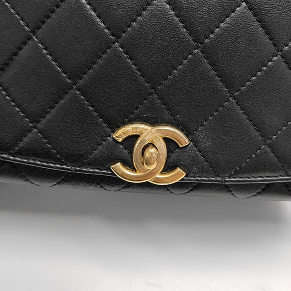 TWO TONE CHAIN HANDLE Small Quilted Lambskin Black