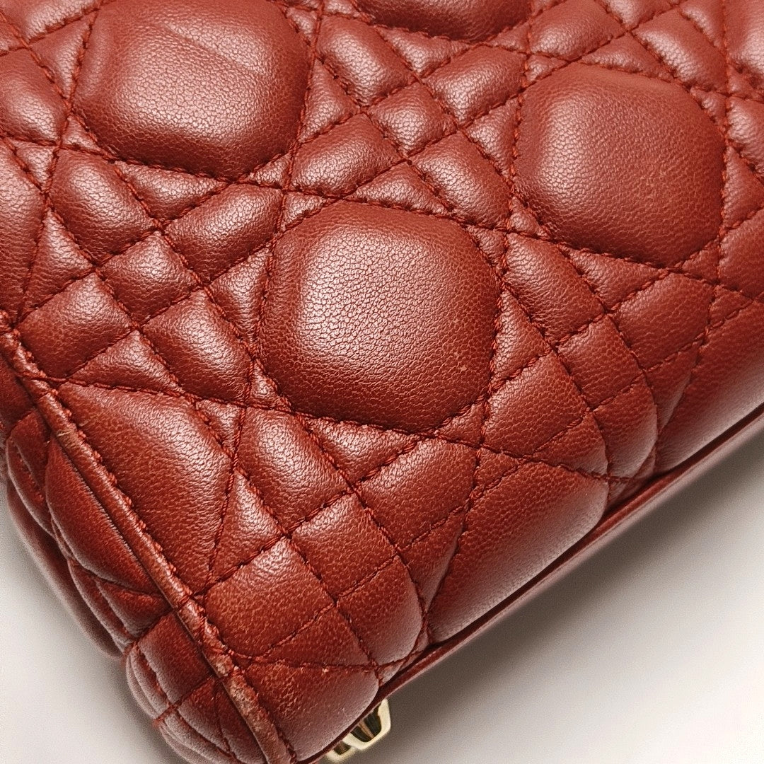 Lady Dior Mini Cannage Lambskin Red