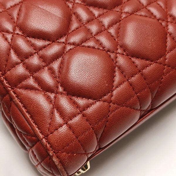 Lady Dior Mini Cannage Lambskin Red