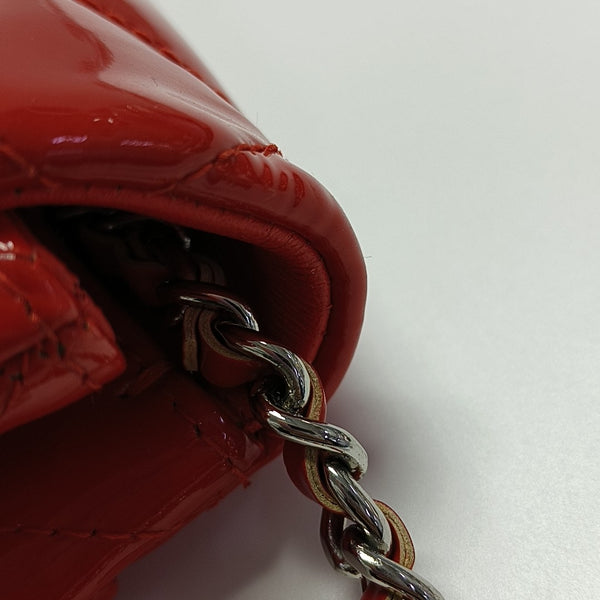 Quilted Patent Calfskin Shoulder Bag Red