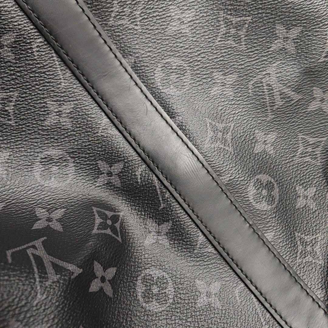 KEEPALL 55 Monogram Coated Canvas Black