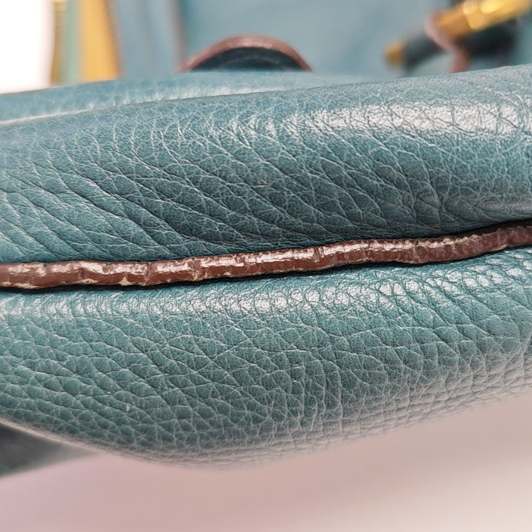 Calfskin Top Handle Bag Green