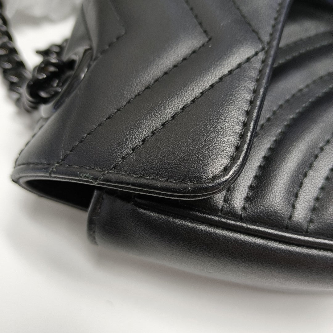 GG Marmont Small Quilted Calfskin Black