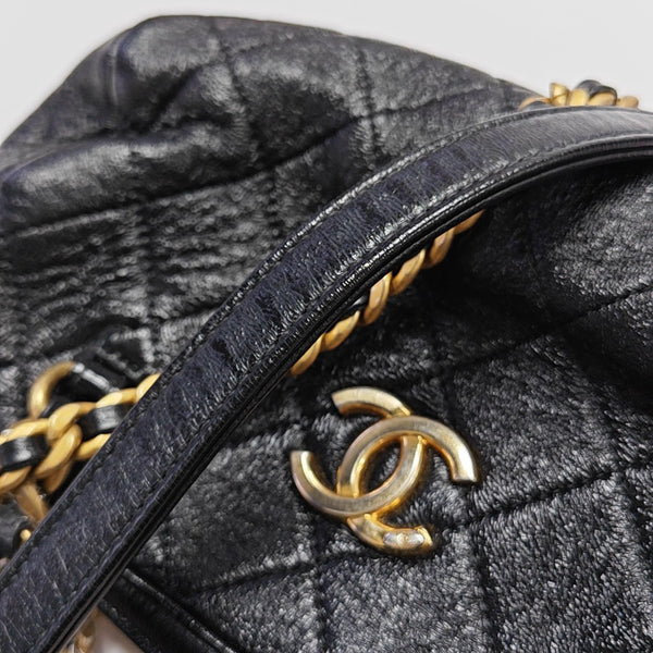 Quilted Calfskin Shoulder Bag Black