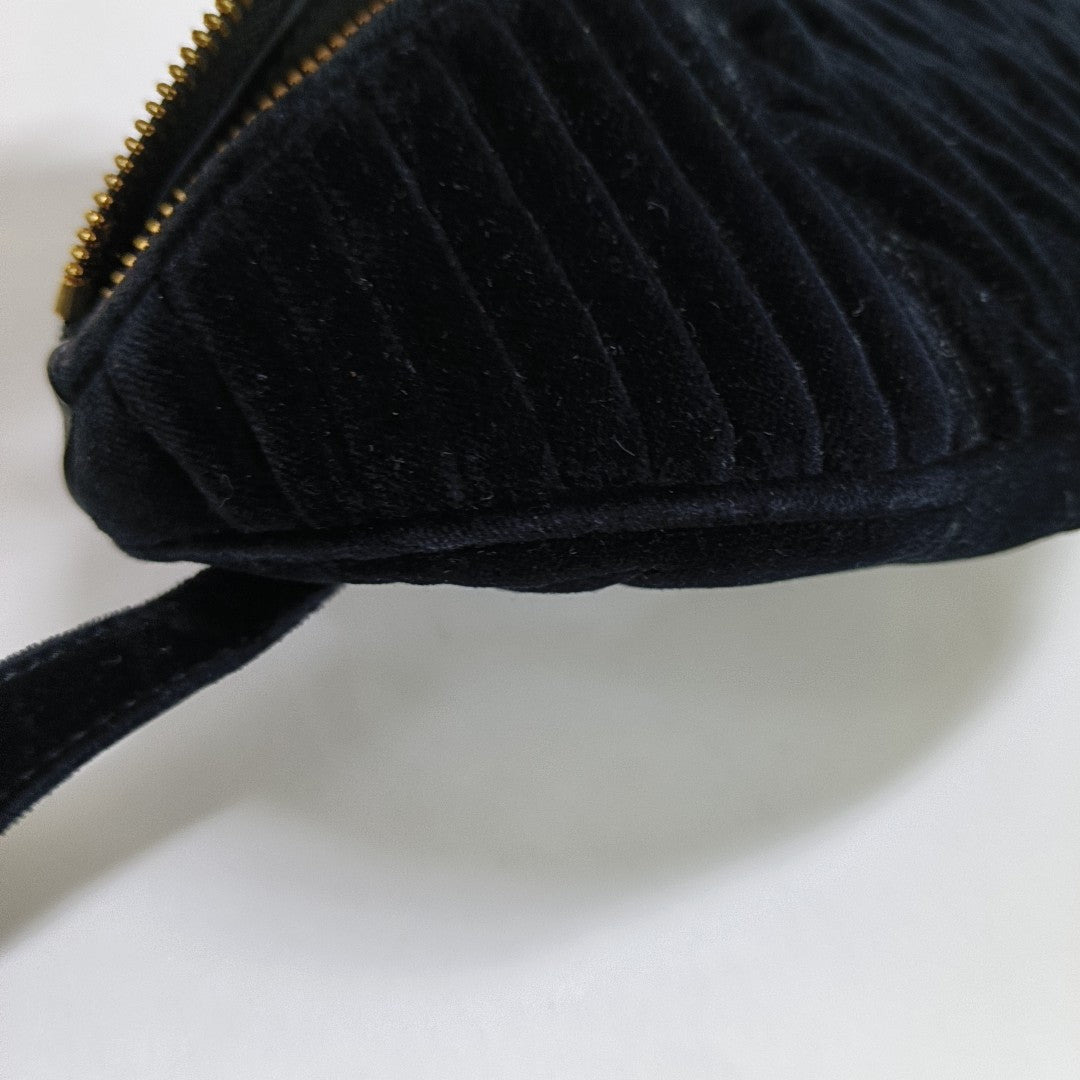 Two-Tone Waist Bag Quilted Velvet Black
