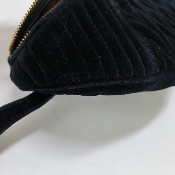 Two-Tone Waist Bag Quilted Velvet Black