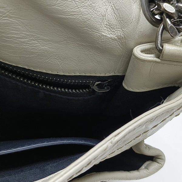 NIKI Medium Chevron Calfskin White