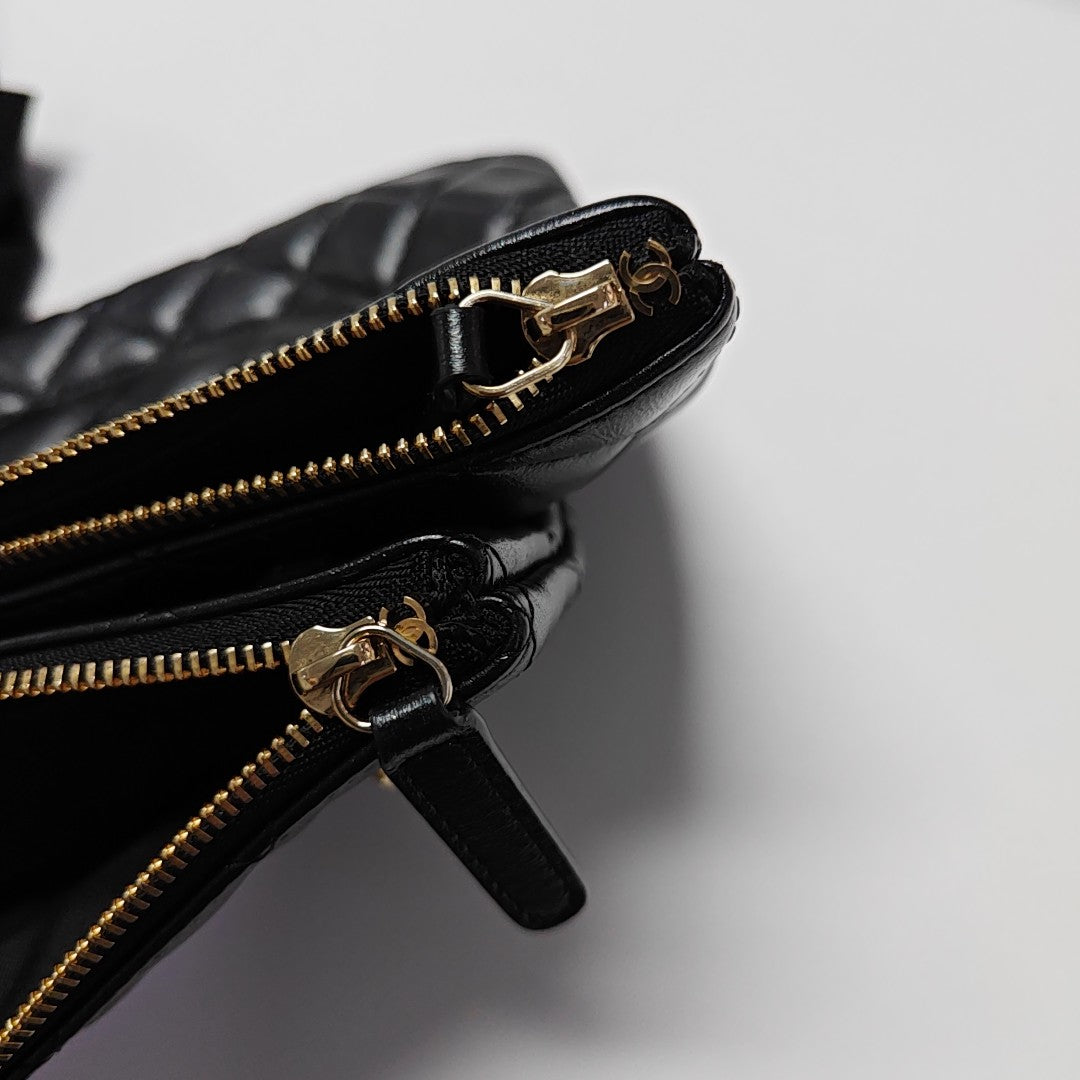 Quilted Calfskin Shoulder Bag Black